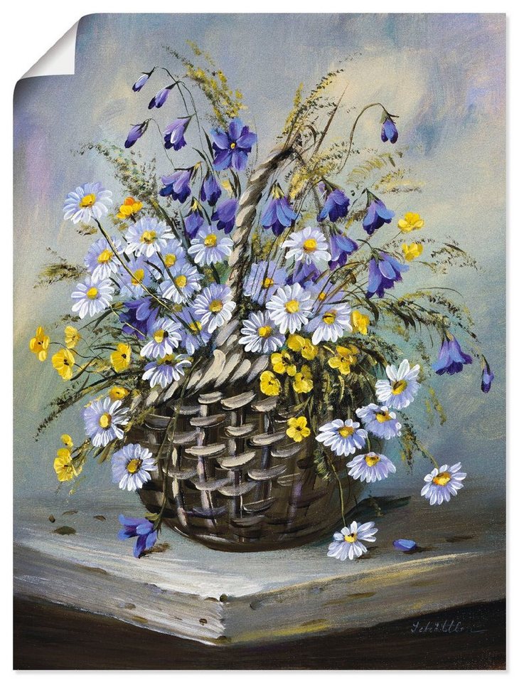 Artland Wandbild Bunter Korb, Blumen (1 St), als Leinwandbild, Poster in verschied. Größen von Artland