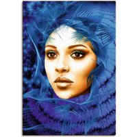 Artland Leinwandbild "Die blaue Kapuze", Bilder von Frauen, (1 St.) von Artland