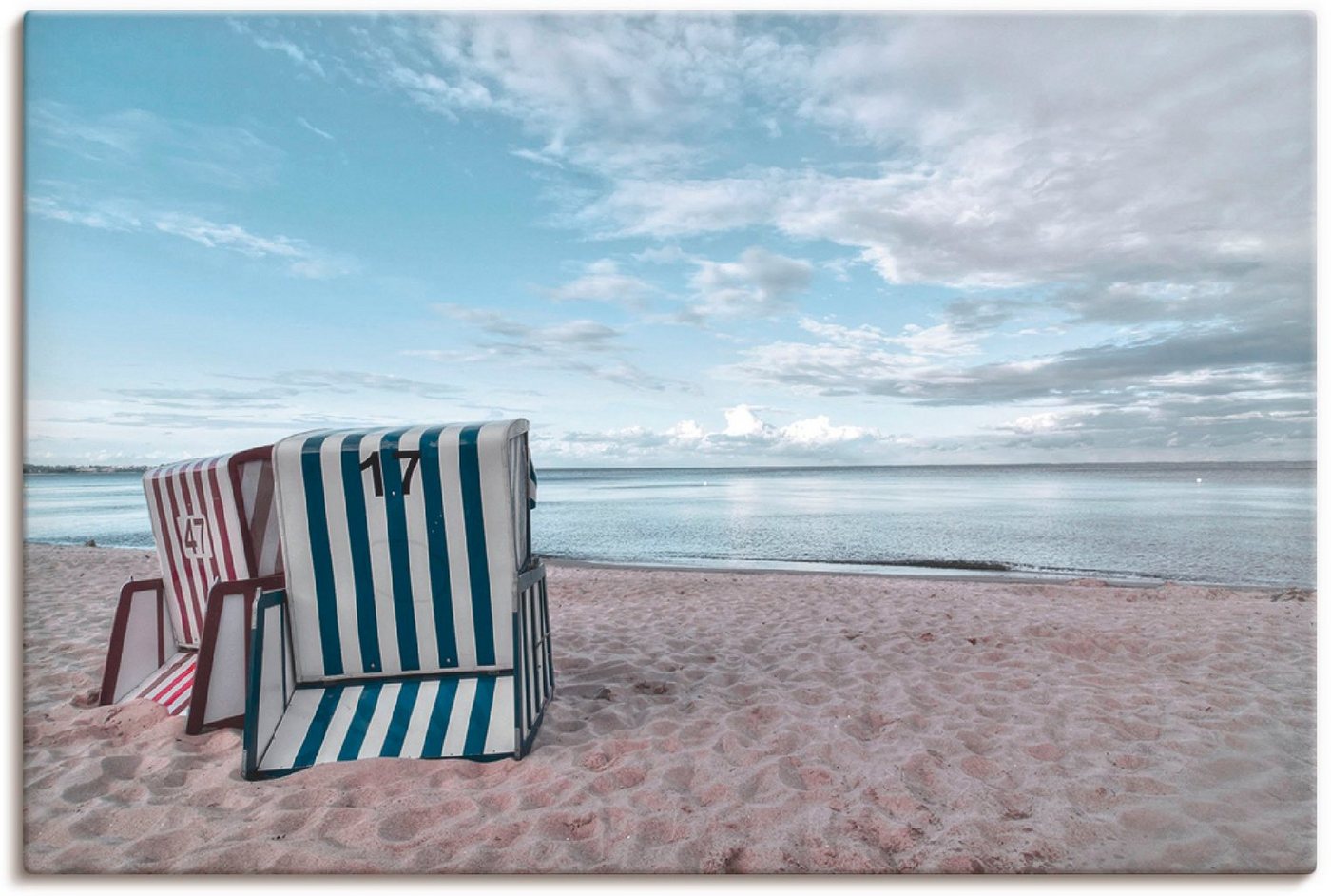 Artland Wandbild Einsame Strandkörbe am Ostseestrand, Strand (1 St), als Leinwandbild, Poster in verschied. Größen von Artland