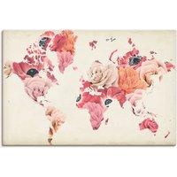Artland Leinwandbild "Erde lacht in Blumen", Land- & Weltkarten, (1 St.) von Artland
