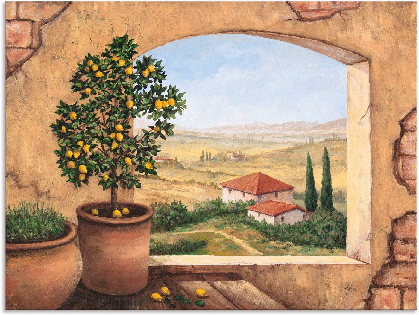Artland Wandbild Fenster in der Toskana, Fensterblick (1 St), als Alubild, Outdoorbild, Leinwandbild, Poster, Wandaufkleber von Artland