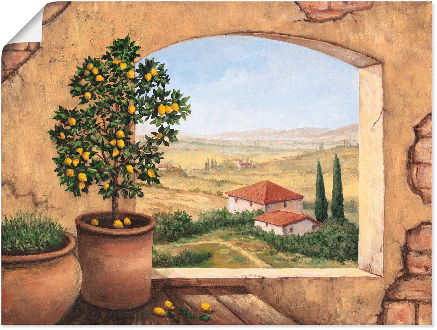 Artland Wandbild Fenster in der Toskana, Fensterblick (1 St), als Alubild, Outdoorbild, Leinwandbild, Poster, Wandaufkleber von Artland