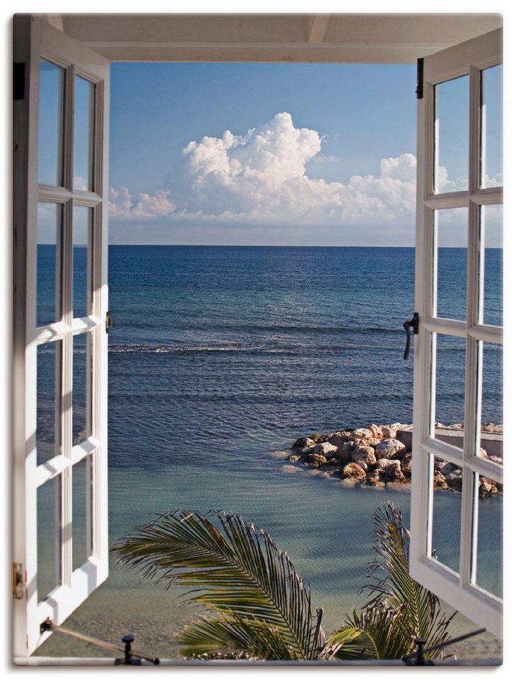 Artland Wandbild Fenster zum Paradies, Fensterblick (1 St), als Alubild, Outdoorbild, Leinwandbild, Poster, Wandaufkleber von Artland