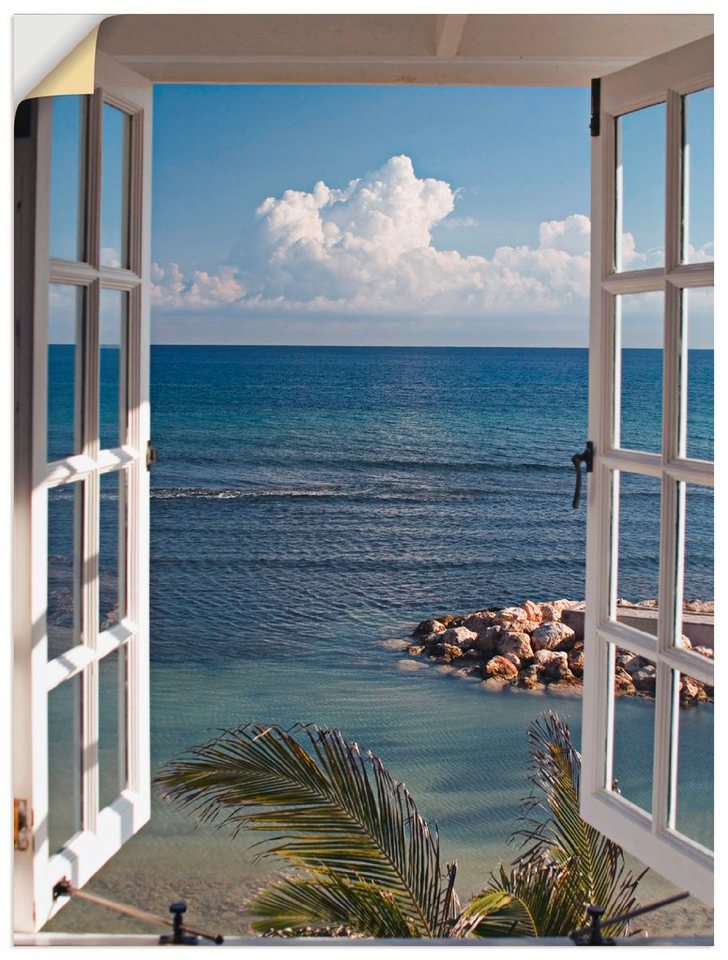 Artland Wandbild Fenster zum Paradies, Fensterblick (1 St), als Alubild, Outdoorbild, Leinwandbild, Poster, Wandaufkleber von Artland