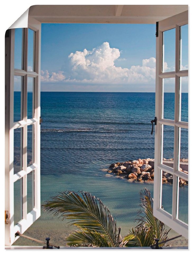 Artland Wandbild Fenster zum Paradies, Fensterblick (1 St), als Alubild, Outdoorbild, Leinwandbild, Poster, Wandaufkleber von Artland