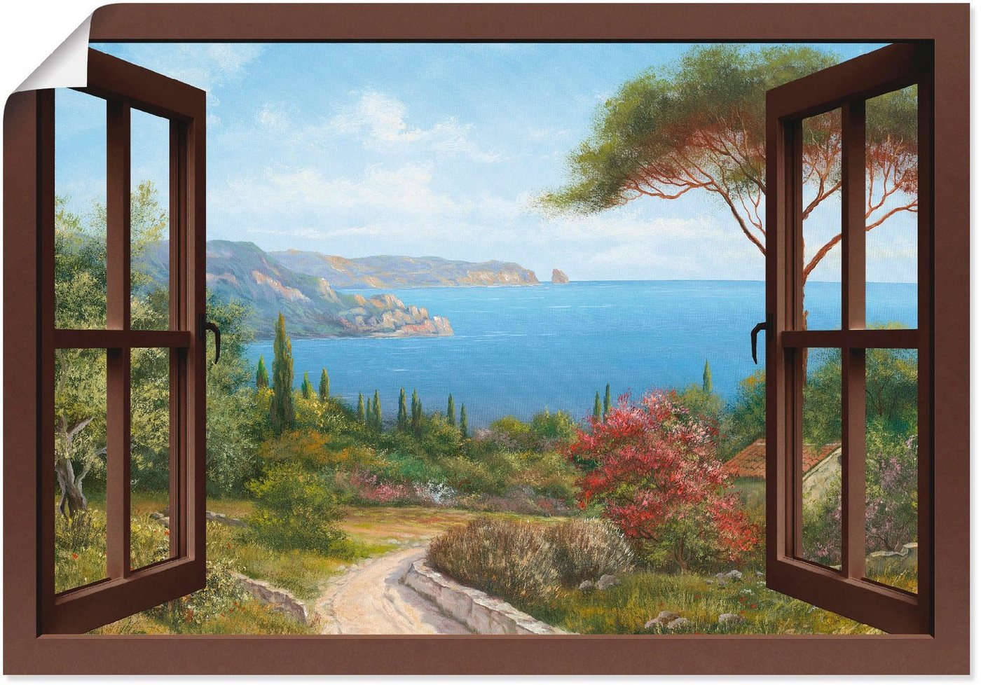 Artland Wandbild Fensterblick Frühlingsmorgen, Fensterblick (1 St), als Leinwandbild, Poster, Wandaufkleber in verschied. Größen von Artland