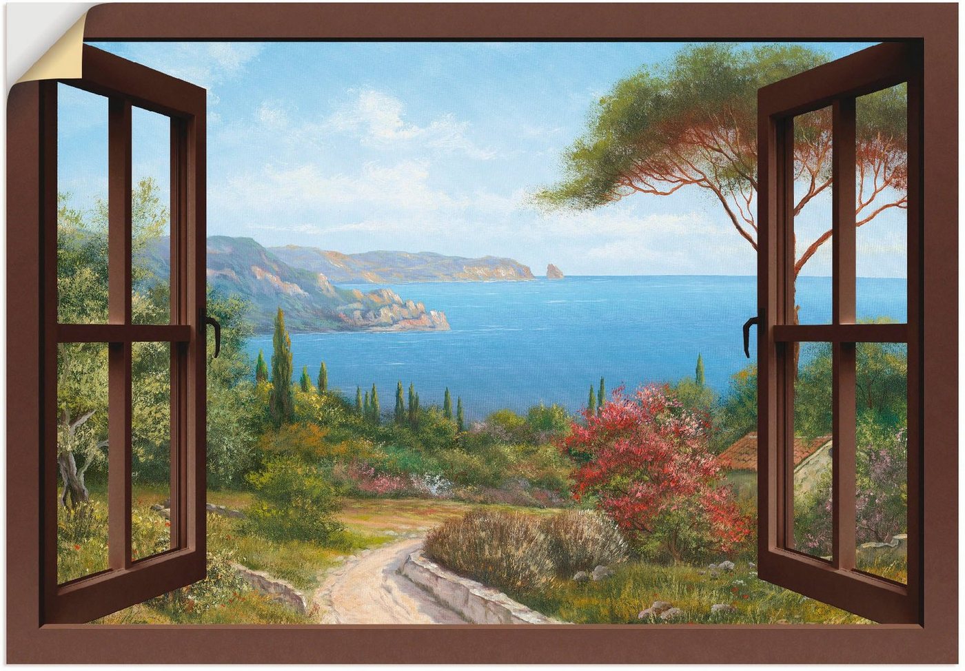 Artland Wandbild Fensterblick Frühlingsmorgen, Fensterblick (1 St), als Leinwandbild, Poster, Wandaufkleber in verschied. Größen von Artland