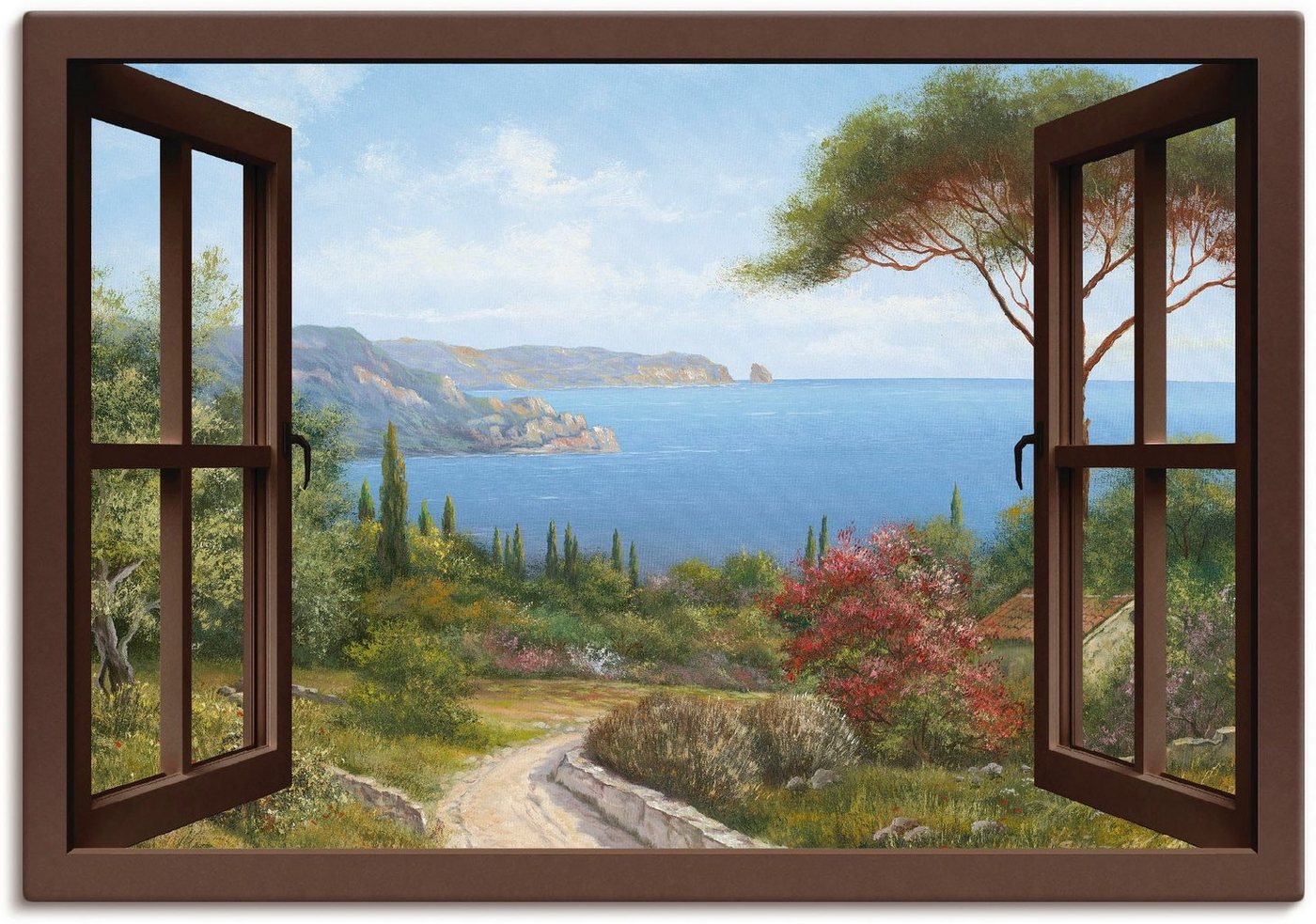 Artland Wandbild Fensterblick Frühlingsmorgen, Fensterblick (1 St), als Leinwandbild, Poster, Wandaufkleber in verschied. Größen von Artland
