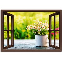 Artland Wandbild "Fensterblick Garten mit Gänseblümchen", Blumen, (1 St.) von Artland