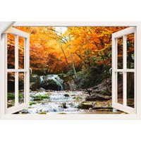Artland Wandfolie "Herbstlicher Wasserfall, weiß", Fensterblick, (1 St.) von Artland