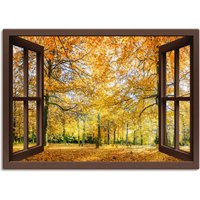 Artland Wandbild "Fensterblick - Herbstwald Panorama", Fensterblick, (1 St.), als Leinwandbild, Poster, Wandaufkleber in verschied. Größen von Artland
