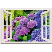 Artland Wandbild "Fensterblick Hortensien im Garten", Blumen, (1 St.) von Artland