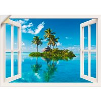 Artland Wandbild "Fensterblick Insel Palmen Meer", Fensterblick, (1 St.) von Artland