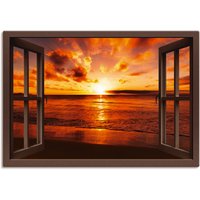 Artland Wandbild "Fensterblick Sonnenuntergang am Strand", Fensterblick, (1 St.) von Artland