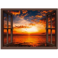 Artland Wandbild "Fensterblick Sonnenuntergang am Strand", Fensterblick, (1 St.) von Artland