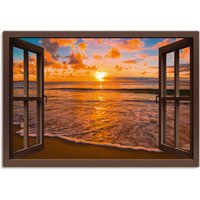 Artland Wandbild "Fensterblick Sonnenuntergang am Strand", Sonnenaufgang & -untergang, (1 St.) von Artland