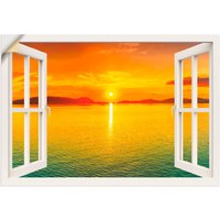 Artland Wandbild "Fensterblick - Sonnenuntergangspanorama", Fensterblick, (1 St.) von Artland