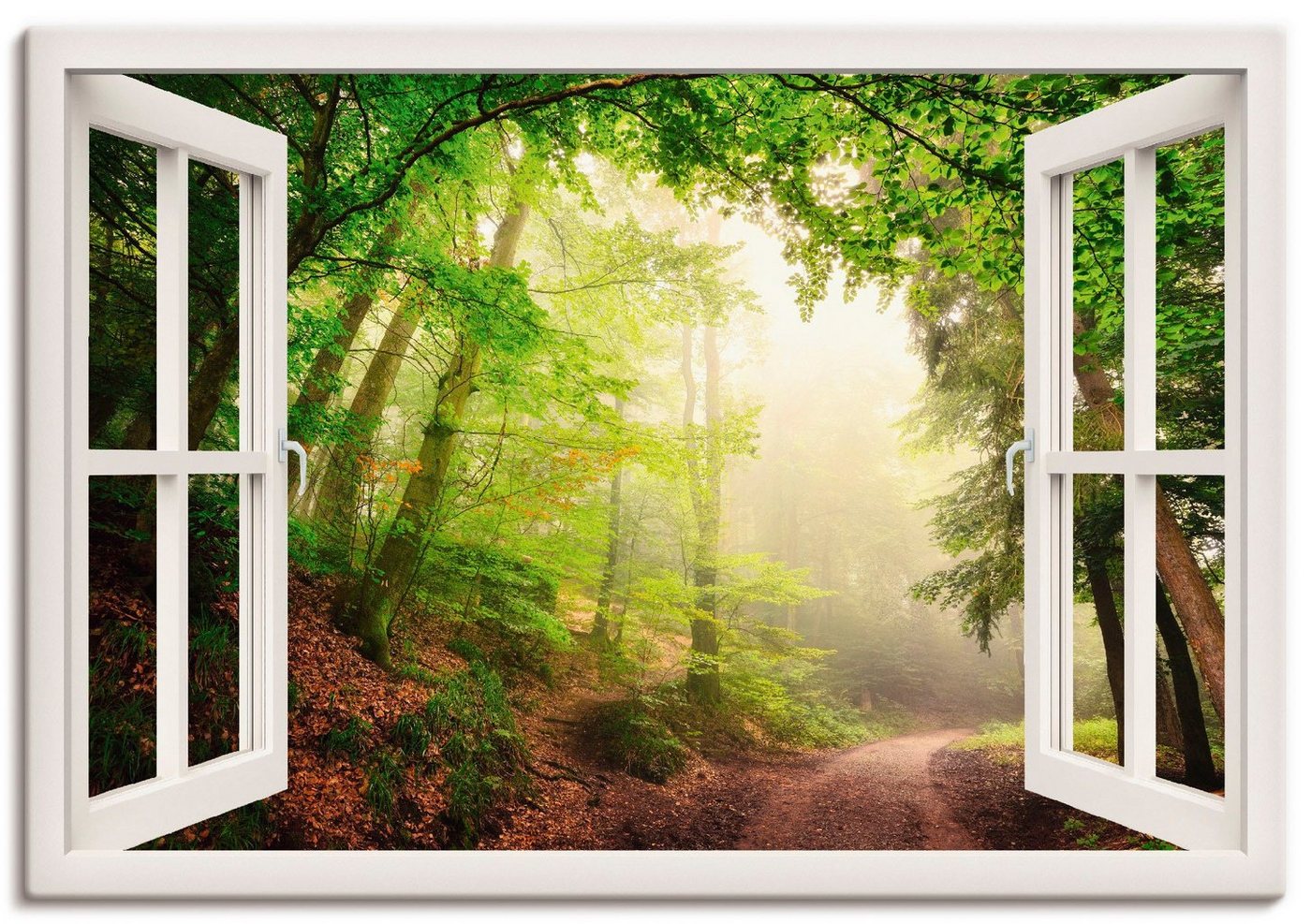 Artland Wandbild Fensterblick Torbögen durch Bäume, Wald (1 St), als Leinwandbild, Poster in verschied. Größen von Artland