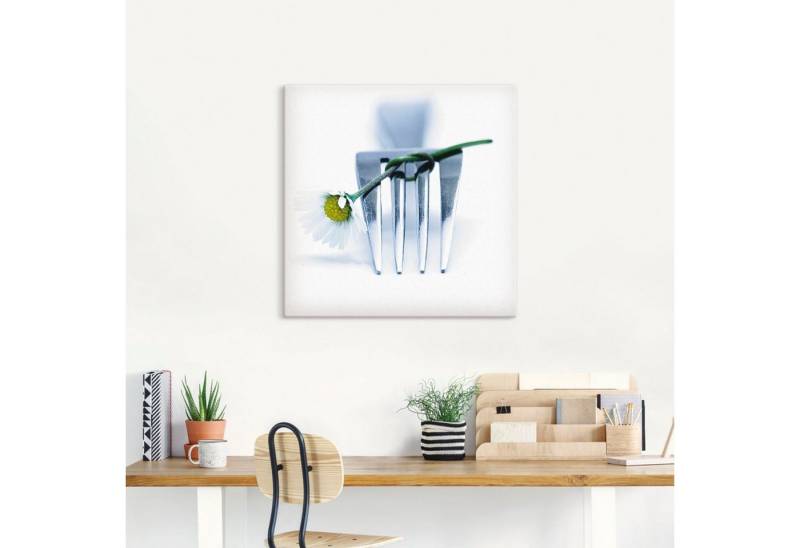 Artland Wandbild Gabel und Blume, Geschirr & Besteck (1 St), als Leinwandbild, Poster in verschied. Größen von Artland