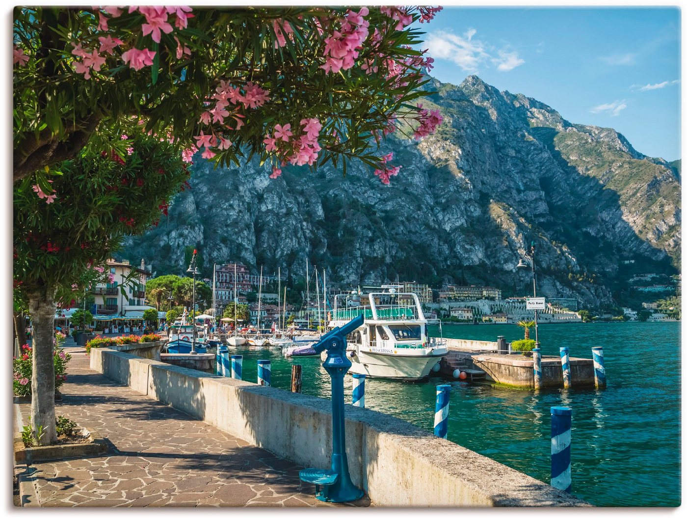 Artland Leinwandbild Gardasee Hafen Limone sul Garda I, Europa (1 St), auf Keilrahmen gespannt von Artland