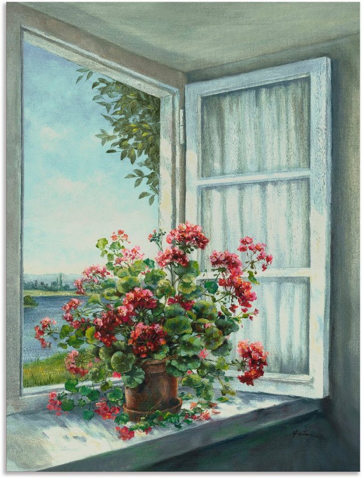 Artland Wandbild Geranien am Fenster, Blumen (1 St), als Alubild, Outdoorbild, Leinwandbild, Poster, Wandaufkleber von Artland