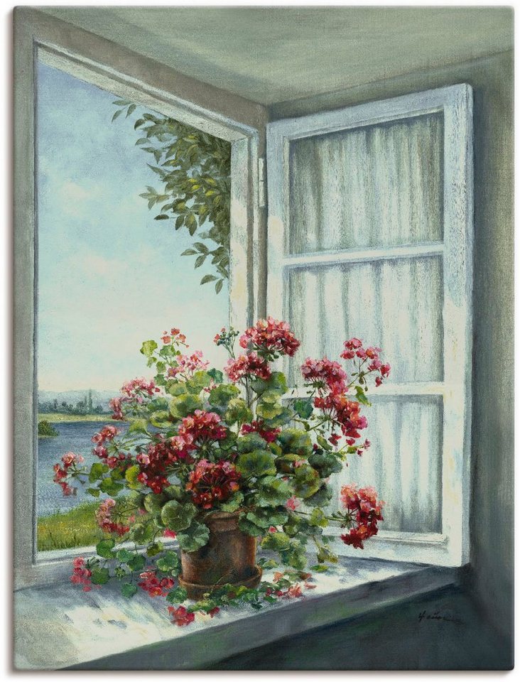 Artland Wandbild Geranien am Fenster, Blumen (1 St), als Alubild, Outdoorbild, Leinwandbild, Poster, Wandaufkleber von Artland