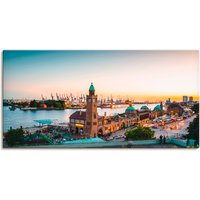 Artland Wandbild "Hamburg Hafen und Landungsbrücken", Deutschland, (1 St.), als Alubild, Outdoorbild, Leinwandbild, Poster, Wandaufkleber von Artland