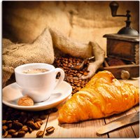 Artland Wandbild "Kaffeetasse mit Croissant", Getränke, (1 St.), als Leinwandbild, Poster in verschied. Größen von Artland