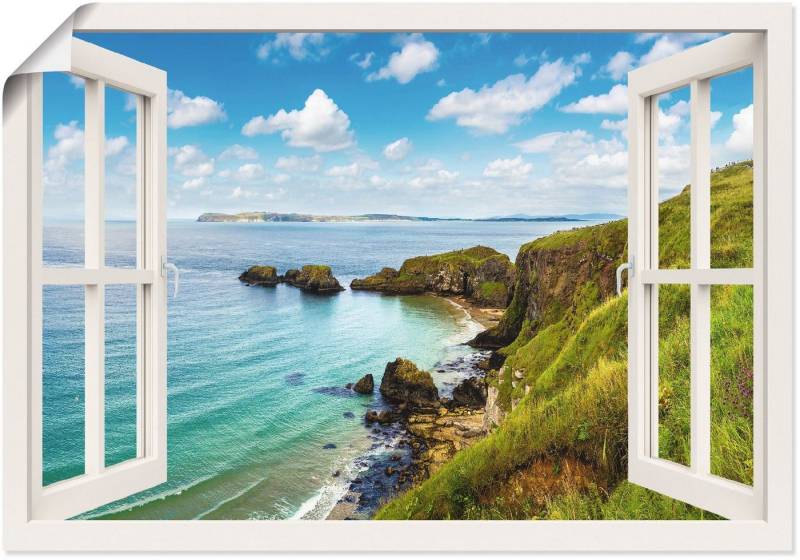 Artland Wandbild Küstenweg in Nordirland durchs Fenster, Meer Bilder (1 St), als Leinwandbild, Wandaufkleber oder Poster in versch. Größen von Artland