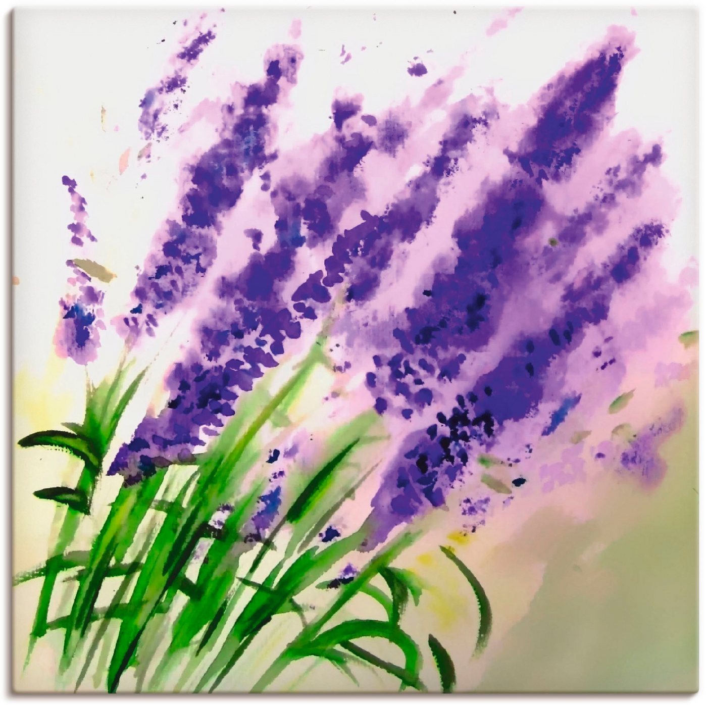 Artland Leinwandbild Lavendel-aquarell, Blumen (1 St), auf Keilrahmen gespannt von Artland