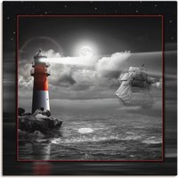 Artland Wandbild "Leuchtturm und Segelschiff im Mondschein", Küste, (1 St.) von Artland