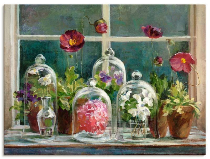Artland Leinwandbild Lila Mohnsammlung am Fenster, Arrangements (1 St), auf Keilrahmen gespannt von Artland