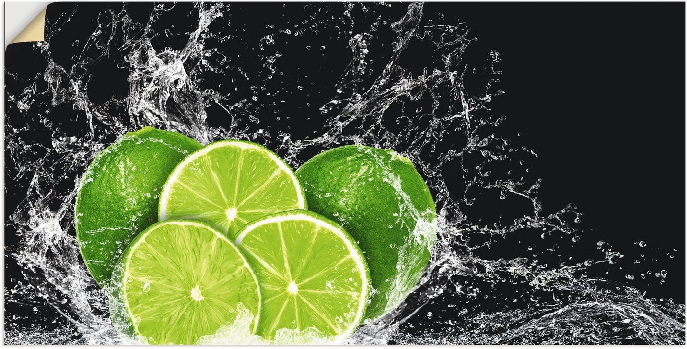 Artland Wandbild Limone mit Spritzwasser, Obst Bilder (1 St), als Leinwandbild, Poster, Wandaufkleber in verschied. Größen von Artland