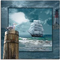 Artland Wandbild "Maritime Collage mit Segelschiff", Boote & Schiffe, (1 St.), als Leinwandbild, Poster, Wandaufkleber in verschied. Größen von Artland