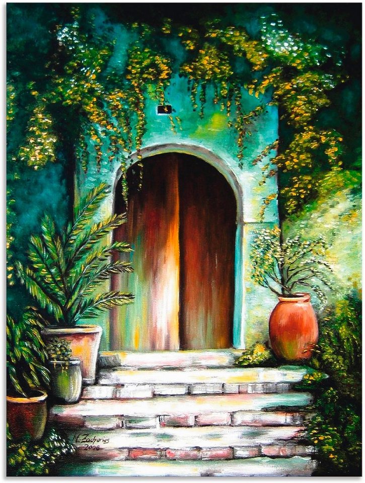 Artland Wandbild Mediterranes Gartenparadies, Fenster & Türen (1 St), als Alubild, Outdoorbild, Leinwandbild, Poster, Wandaufkleber von Artland