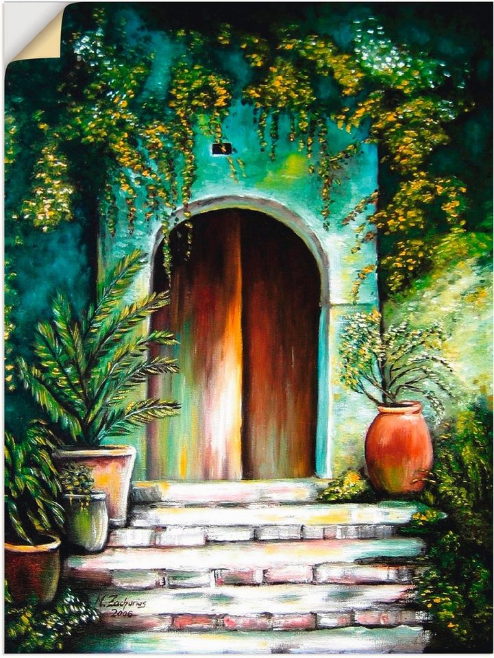 Artland Wandbild Mediterranes Gartenparadies, Fenster & Türen (1 St), als Alubild, Outdoorbild, Leinwandbild, Poster, Wandaufkleber von Artland