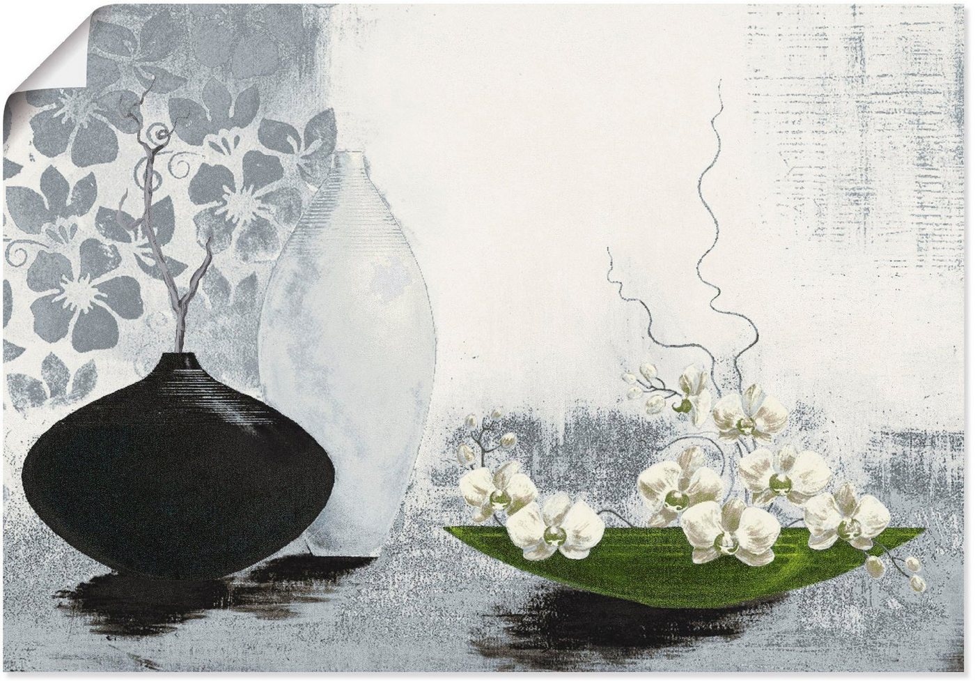 Artland Wandbild Modernes bauchiges Gefäß mit Orchideen, Vasen & Töpfe (1 St), als Leinwandbild, Poster in verschied. Größen von Artland