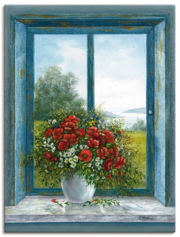 Artland Wandbild Mohnblumen am Fenster, Arrangements (1 St), als Leinwandbild, Wandaufkleber in verschied. Größen von Artland