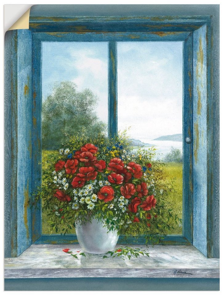 Artland Wandbild Mohnblumen am Fenster, Arrangements (1 St), als Leinwandbild, Wandaufkleber in verschied. Größen von Artland