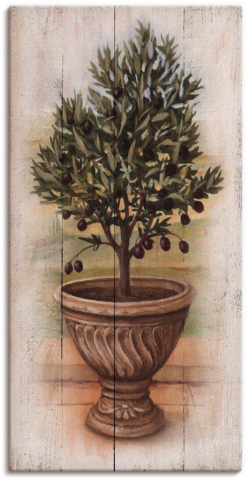 Artland Leinwandbild Olivenbaum mit Holzoptik, Pflanzen (1 St), auf Keilrahmen gespannt von Artland