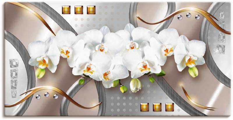 Artland Wandbild Orchideen mit Elementen, Blumen (1 St), als Leinwandbild, Poster in verschied. Größen von Artland