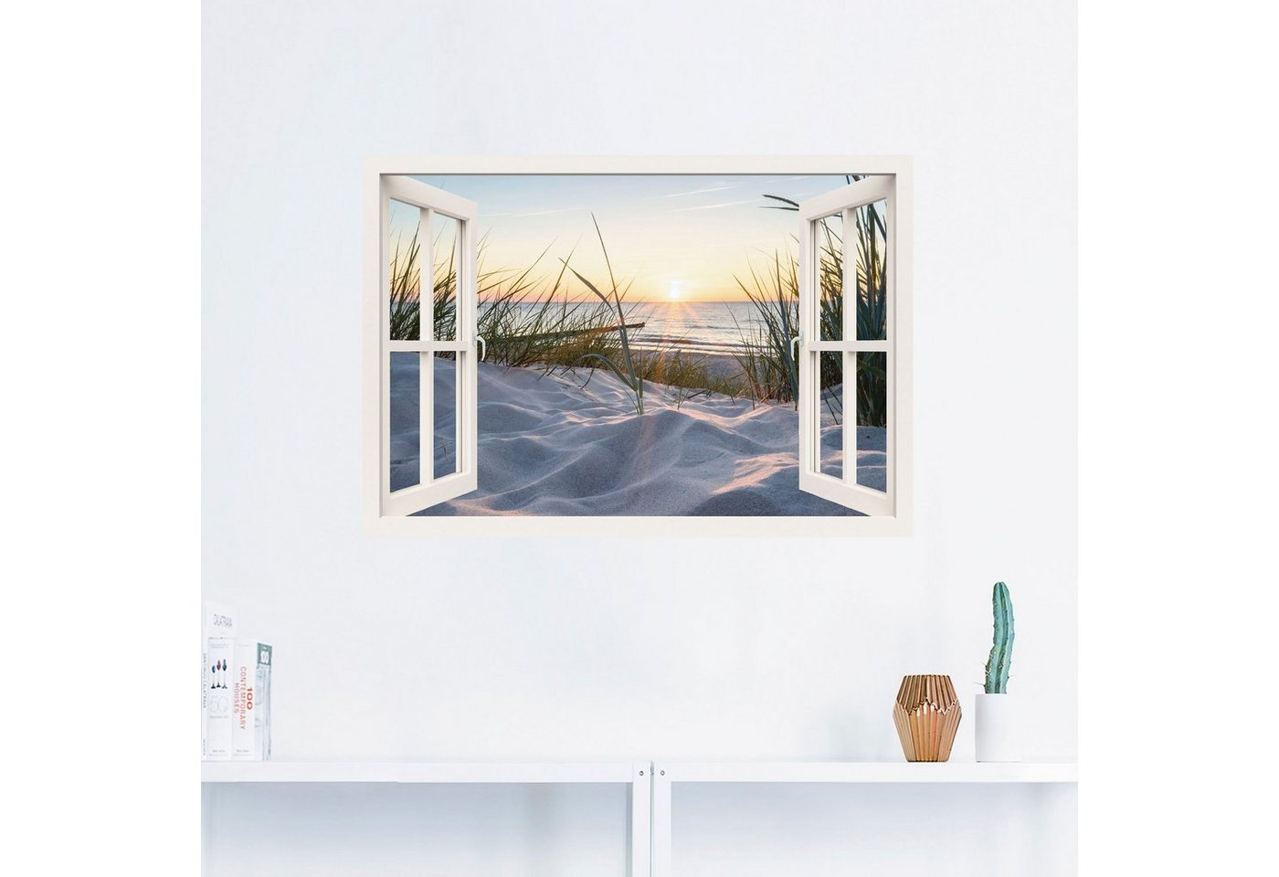 Artland Wandbild Ostseestrand durchs Fenster, Meer Bilder (1 St), als Alubild, Outdoorbild, Leinwandbild, Poster, Wandaufkleber von Artland