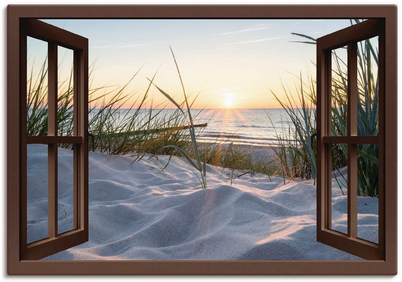 Artland Wandbild Ostseestrand durchs Fenster, Meer Bilder (1 St), als Alubild, Outdoorbild, Leinwandbild, Wandaufkleber, versch. Größen von Artland