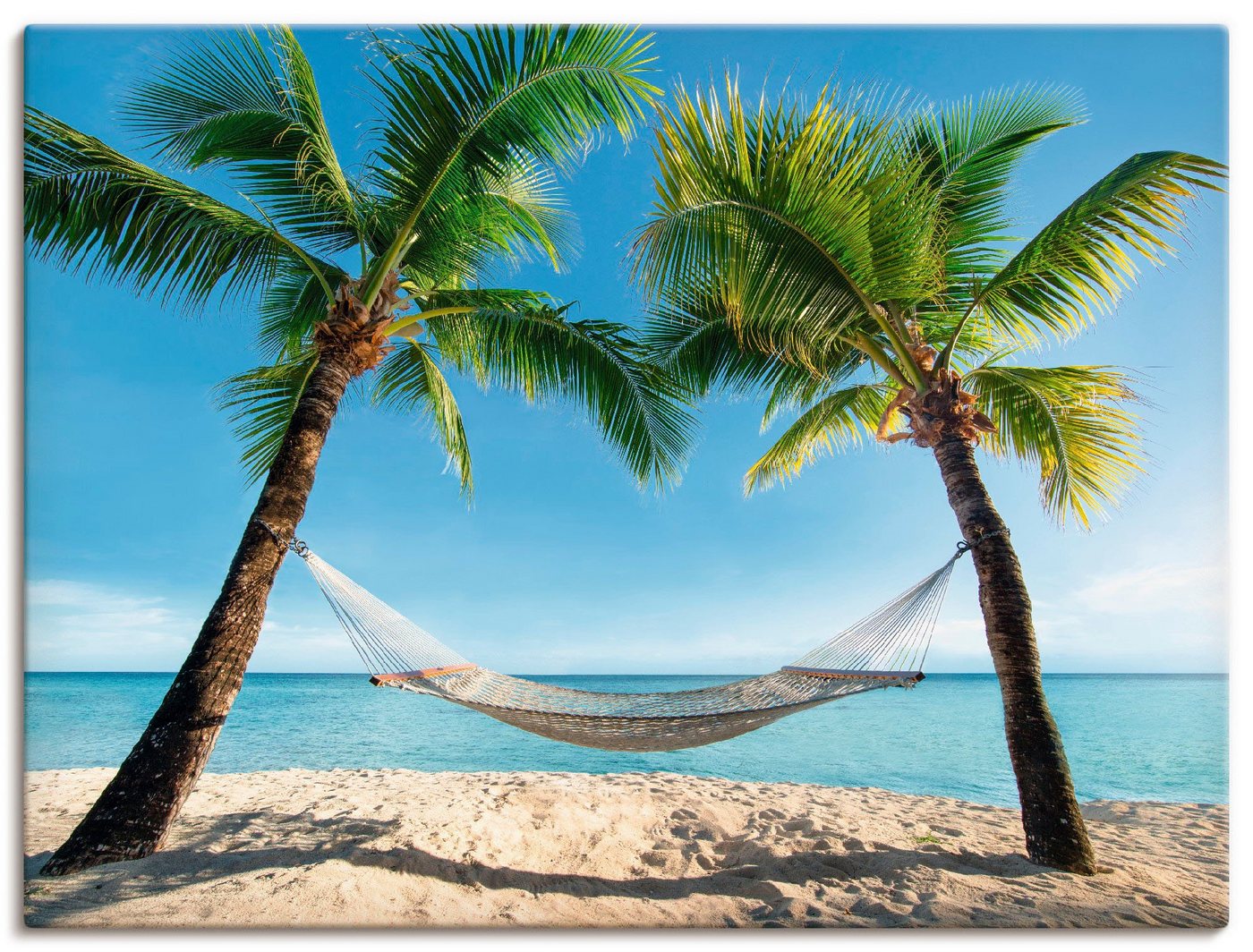 Artland Wandbild Palmenstrand Karibik mit Hängematte, Amerika (1 St), als Leinwandbild, Poster, Wandaufkleber in verschied. Größen von Artland