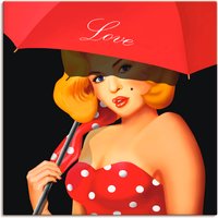 Artland Wandbild "Pin-Up Girl unter rotem Regenschirm", Frau, (1 St.) von Artland