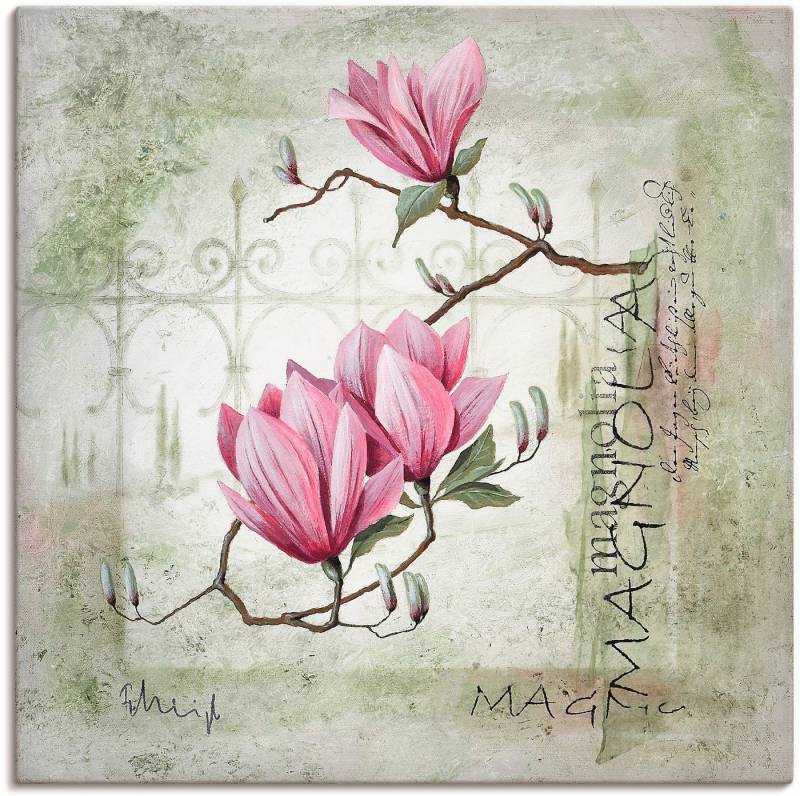 Artland Wandbild Pinke Magnolie, Blumen (1 St), als Leinwandbild, Poster, Wandaufkleber in verschied. Größen von Artland