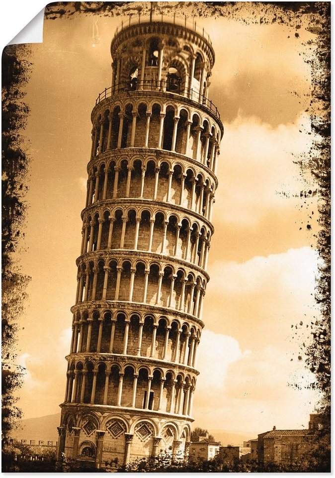 Artland Poster Pisa - Campanile, Gebäude (1 St), als Leinwandbild, Wandaufkleber oder Poster in versch. Größen von Artland