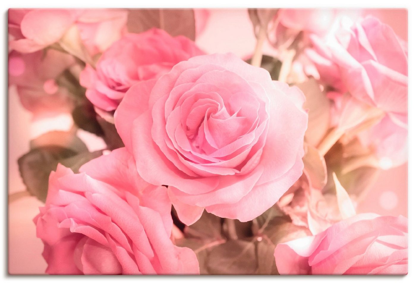 Artland Wandbild Rosarosenbouquet, Blumen (1 St), als Leinwandbild, Poster in verschied. Größen von Artland