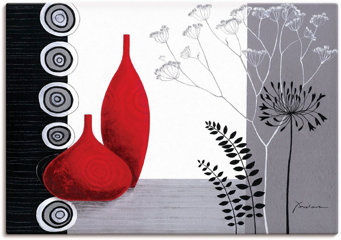 Artland Wandbild Rote Vasen, Vasen & Töpfe (1 St), als Leinwandbild, Poster in verschied. Größen von Artland