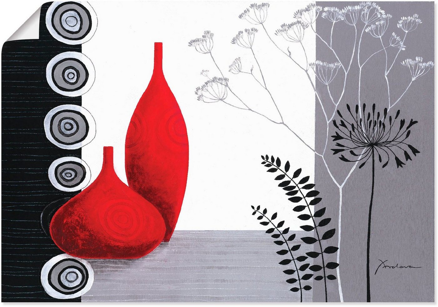 Artland Wandbild Rote Vasen, Vasen & Töpfe (1 St), als Leinwandbild, Poster in verschied. Größen von Artland